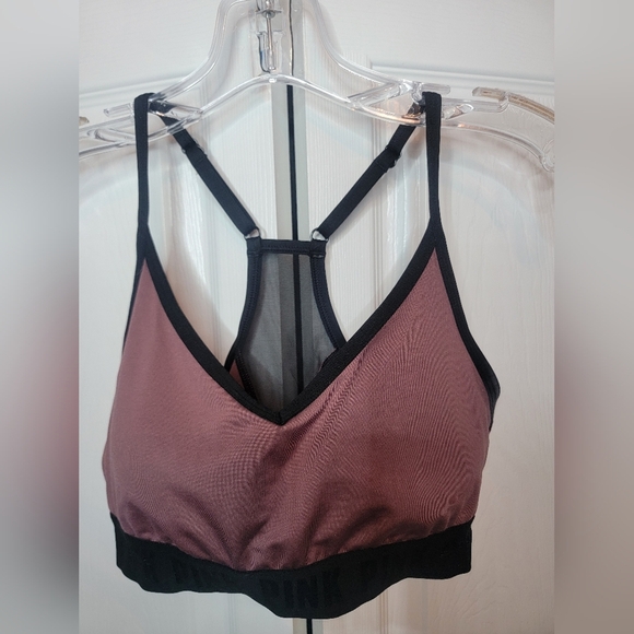 PINK By Victoria Secret Pink Sports Bra with Black Trim. Size MEDIUM - Picture 1 of 6